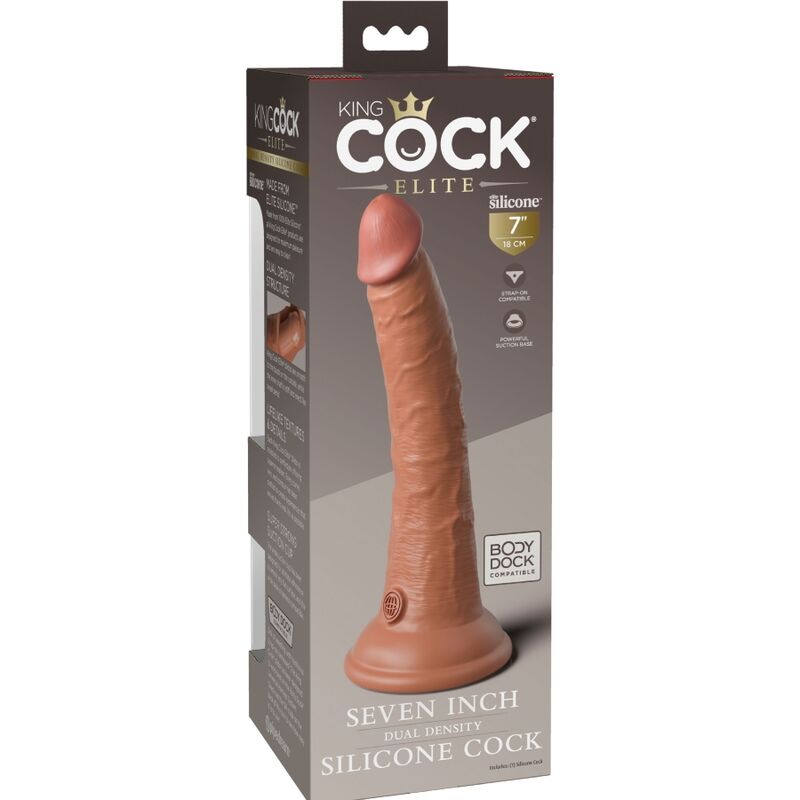 KING COCK - ELITARNEGO REALISTYCZNEGO SILIKONOWEGO DILDO 17,8 CM KARMELOWEGO