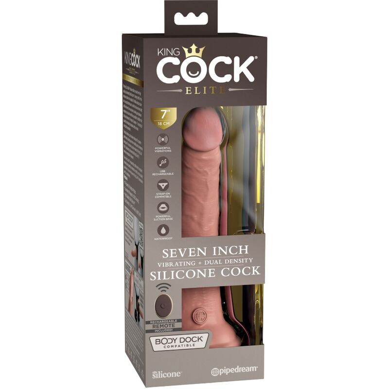 KING COCK - ELITARNY REALISTYCZNY WIBRATOR DILDO Z SILIKONOWYM PILOTEM 17,8 CM