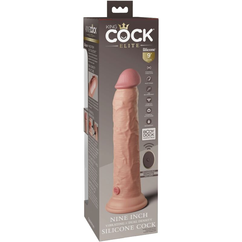 KING COCK - ELITARNY REALISTYCZNY WIBRATOR DILDO Z SILIKONOWYM PILOTEM 23 CM