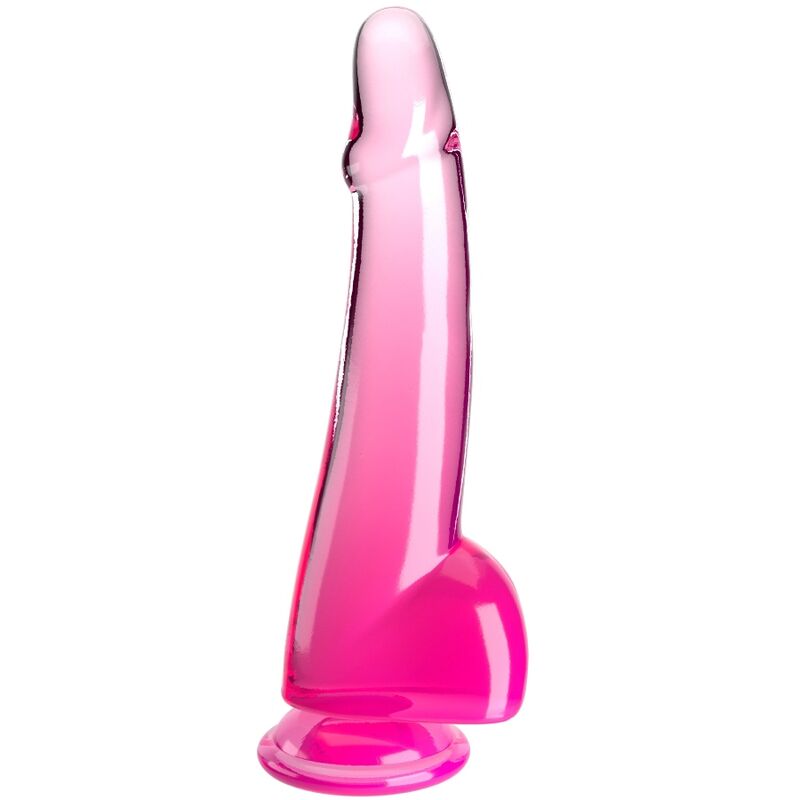 KING COCK - PRZEŹROCZYSTY DILDO Z JĄDRAMI 19 CM RÓŻOWY