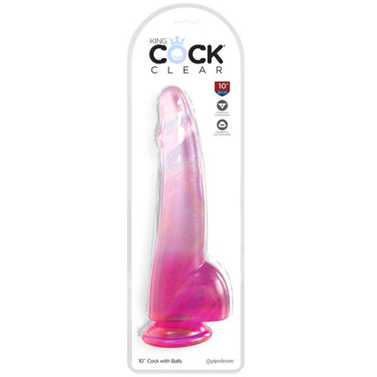 KING COCK - PRZEŹROCZYSTY DILDO Z JĄDRAMI 19 CM RÓŻOWY