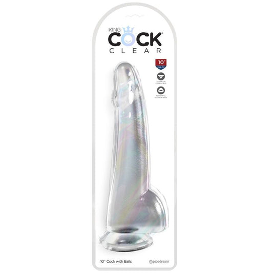 KING COCK - PRZEŹROCZYSTY DILDO Z JĄDRAMI 19 CM PRZEŹROCZYSTY