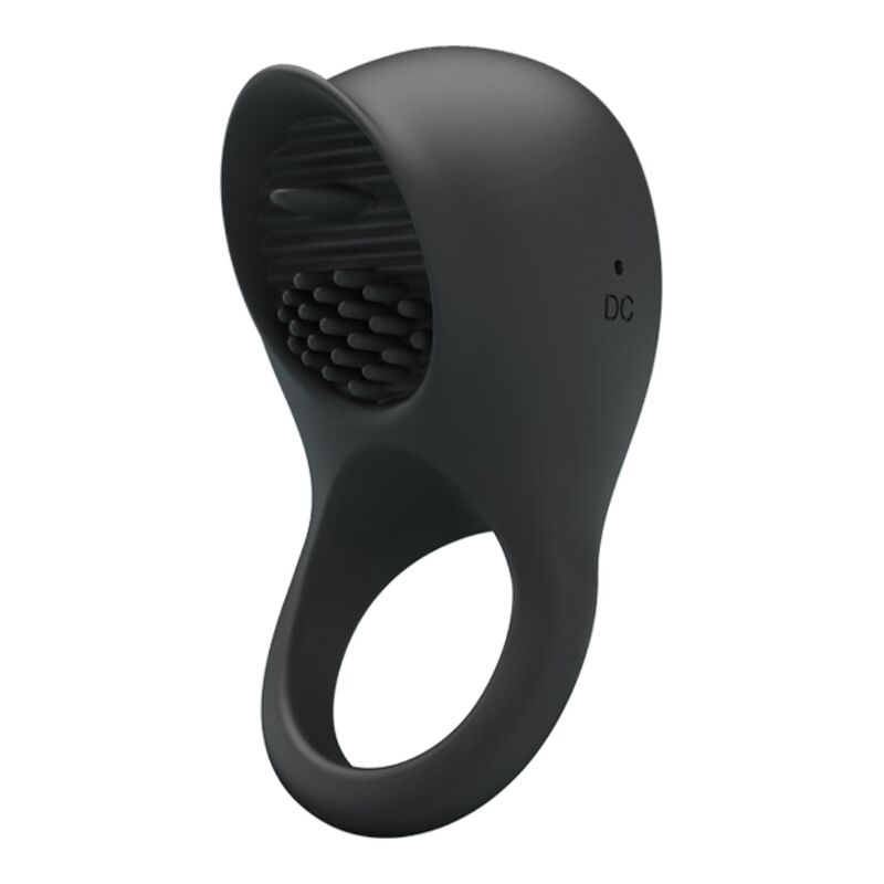 PRETTY LOVE - WIBRACYJNY PIERŚCIEŃ NA PENISA Z CZARNYM JĘZYKIEM