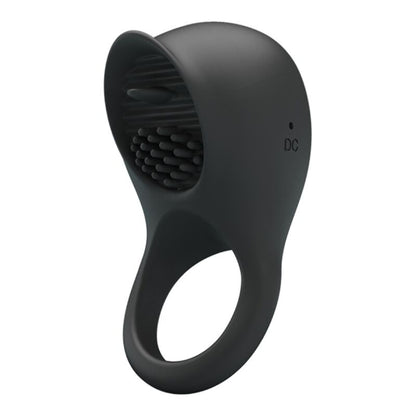 PRETTY LOVE - WIBRACYJNY PIERŚCIEŃ NA PENISA Z CZARNYM JĘZYKIEM