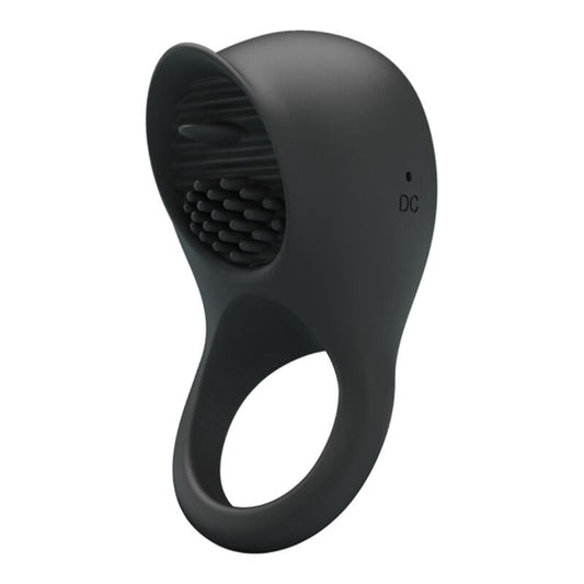 PRETTY LOVE - WIBRACYJNY PIERŚCIEŃ NA PENISA Z CZARNYM JĘZYKIEM