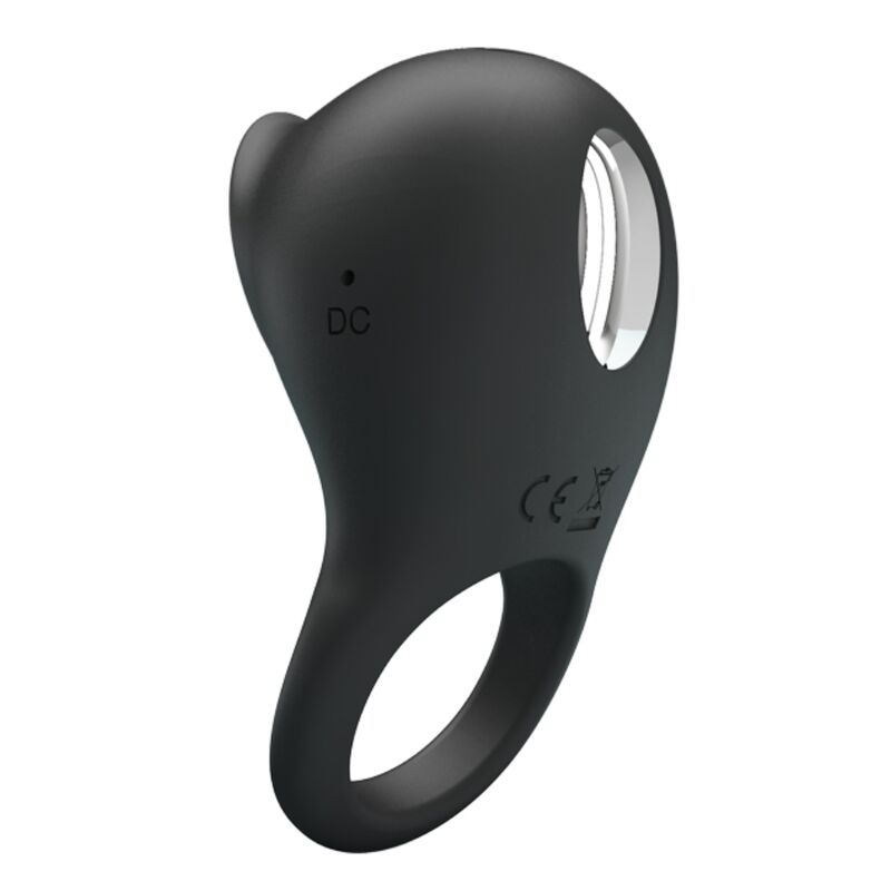 PRETTY LOVE - WIBRACYJNY PIERŚCIEŃ NA PENISA Z CZARNYM JĘZYKIEM