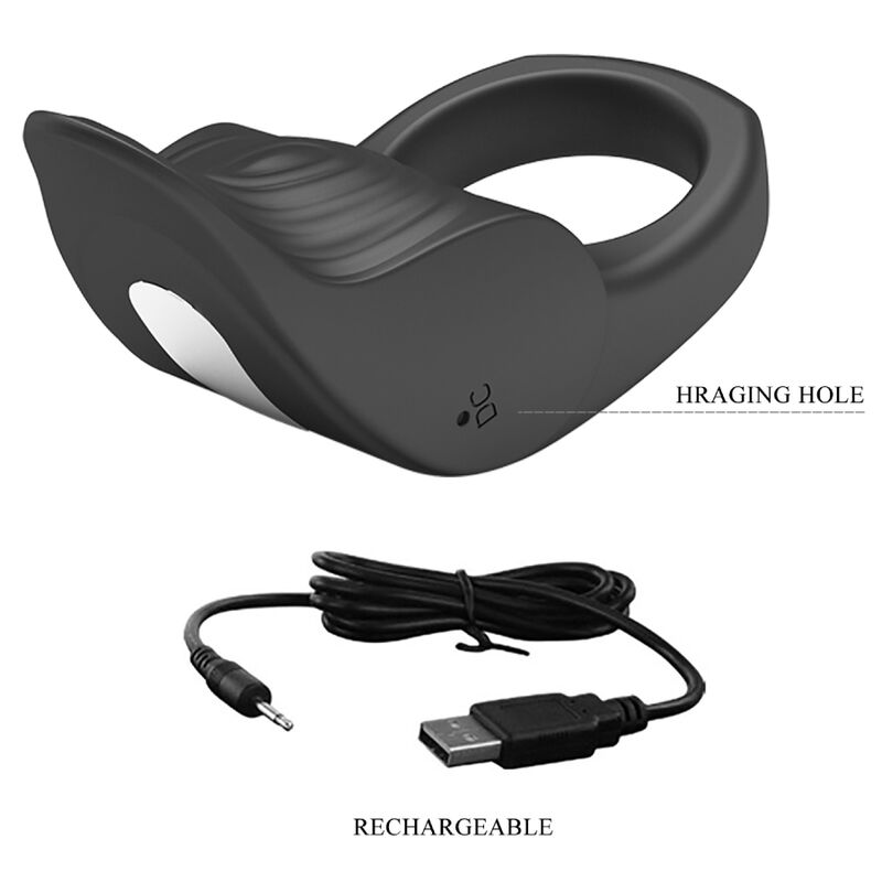 PRETTY LOVE - SUSANNA WIBRACYJNY PIERŚCIEŃ NA PENISA CZARNY