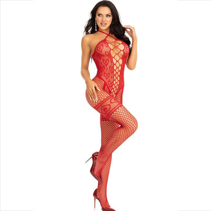LEG AVENUE - BODYSTOCKING HALTER CZERWONE SERCA CZERWONY