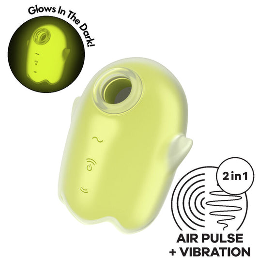 SATISFYER - ŚWIECĄCY GHOST AIR PULSE &amp; WIBRATOR ŻÓŁTY