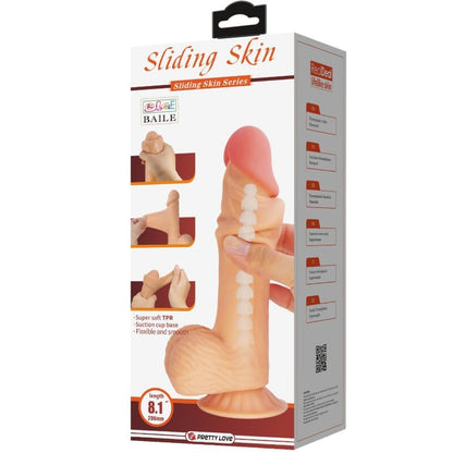 PRETTY LOVE - SERIA PRZESUWNA SKÓRA REALISTYCZNY DILDO Z PRZESUWNĄ PRZYSSAWKĄ 20,6 CM
