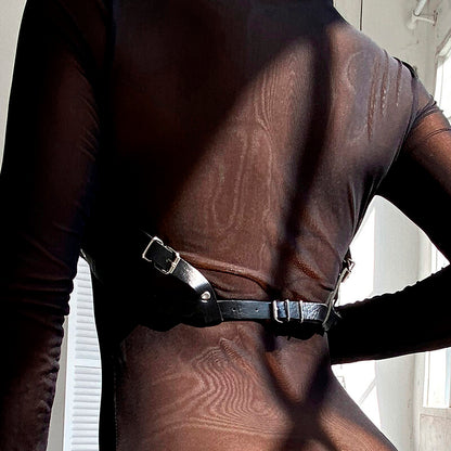 SUBBLIME - SKÓRZANA SZELKA PIERSIOWA CZARNA JEDNORAZOWA