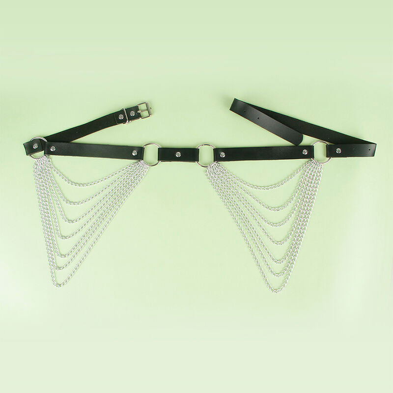 SUBBLIME - SKÓRZANY PASEK ŁAŃCUCHOWY CZARNY, JEDEN ROZMIAR