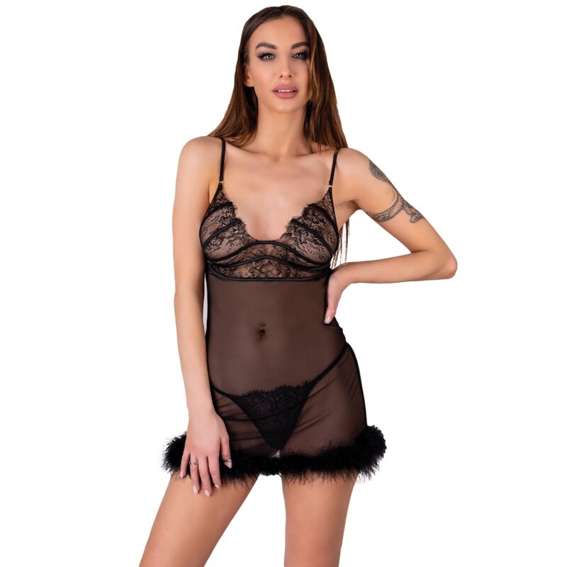 LIVCO CORSETTI FASHION - ZERUNAM KOMPLET BABYDOLL + CZARNE STRÓJKI