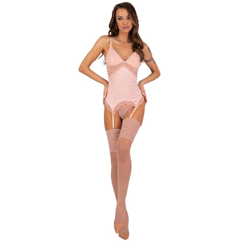 LIVCO CORSETTI FASHION - PERSINNE PEACH KOMPLET GORSET + MAJTKI + POŃCZOCHY