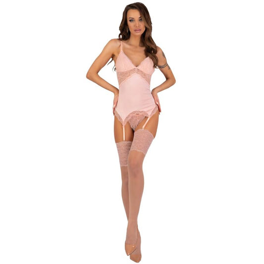 LIVCO CORSETTI FASHION - PERSINNE PEACH KOMPLET GORSET + MAJTKI + POŃCZOCHY