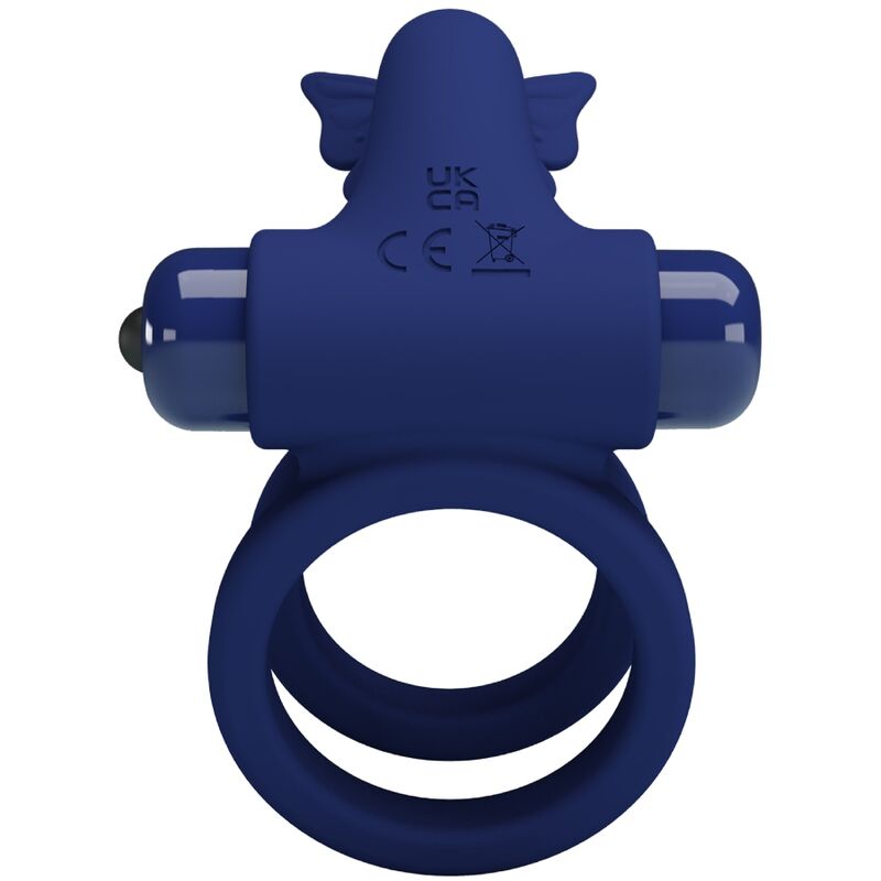 PRETTY LOVE - JAMELE PODWÓJNY PIERŚCIEŃ Z WIBRACJĄ I STYMULATOREM MOTYLEK NIEBIESKI