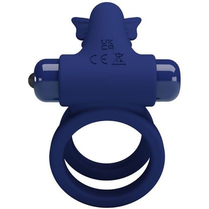 PRETTY LOVE - JAMELE PODWÓJNY PIERŚCIEŃ Z WIBRACJĄ I STYMULATOREM MOTYLEK NIEBIESKI