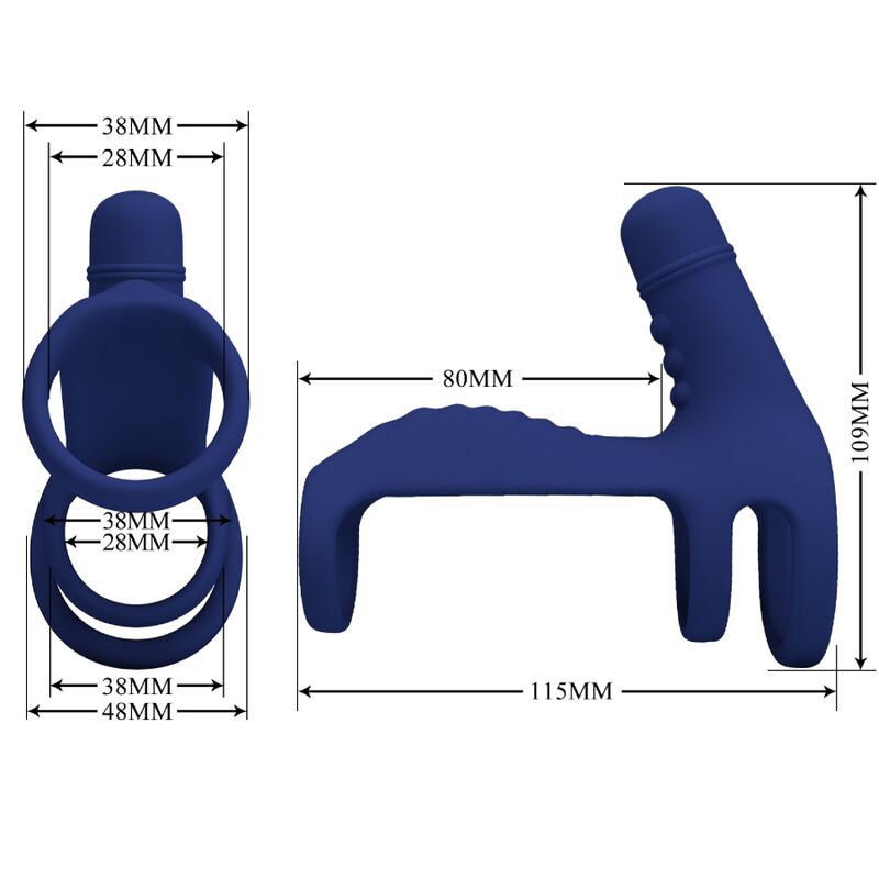 PRETTY LOVE - ELISH WIBRACYJNY PIERŚCIEŃ Z PRZEDŁUŻKĄ NIEBIESKI