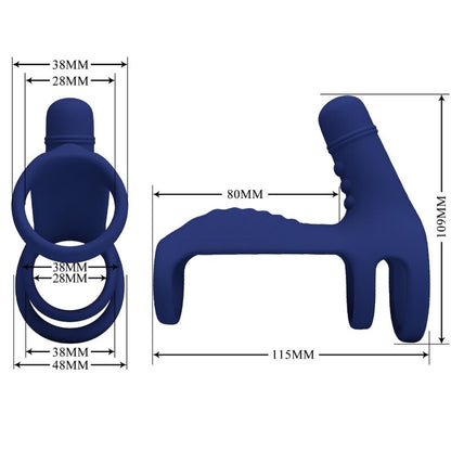 PRETTY LOVE - ELISH WIBRACYJNY PIERŚCIEŃ Z PRZEDŁUŻKĄ NIEBIESKI