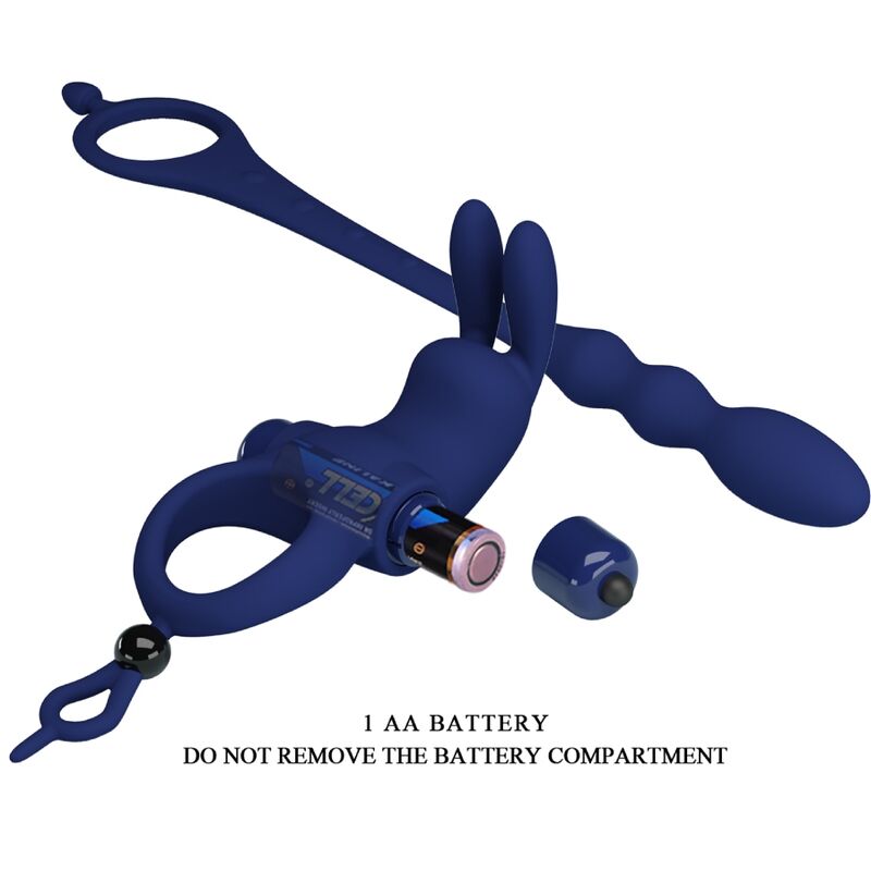 PRETTY LOVE - AYAD RABBIT WIBRATOR Z PIERŚCIENIEM Z WTYCZKĄ NIEBIESKI