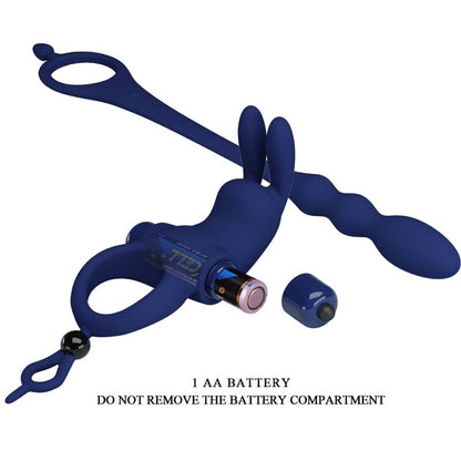 PRETTY LOVE - AYAD RABBIT WIBRATOR Z PIERŚCIENIEM Z WTYCZKĄ NIEBIESKI