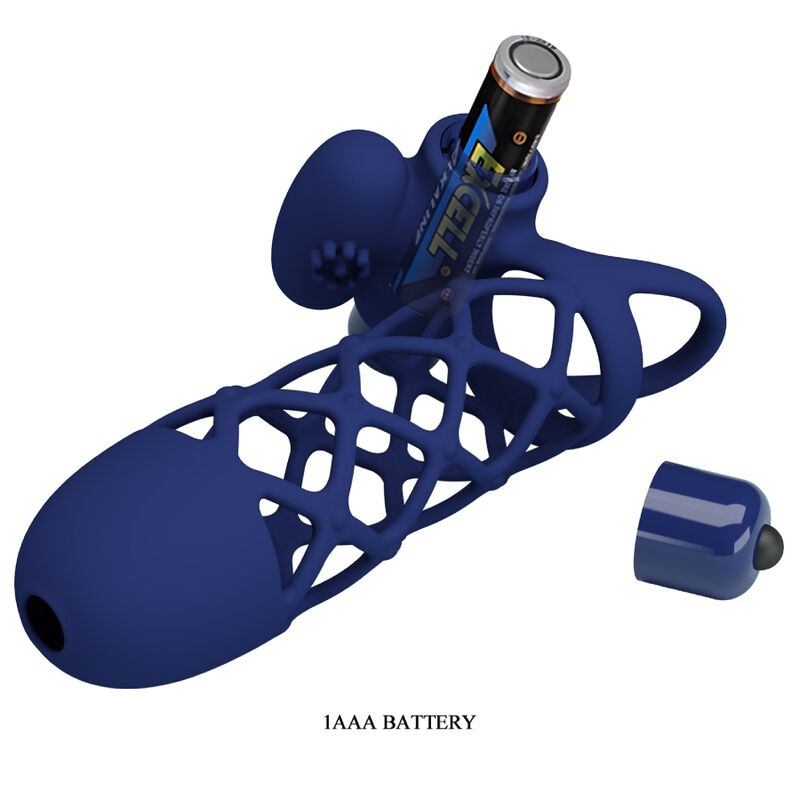 PRETTY LOVE - GIANN WIBRATOR PIERŚCIEŃ Z SILIKONOWĄ OSŁONĄ NIEBIESKI