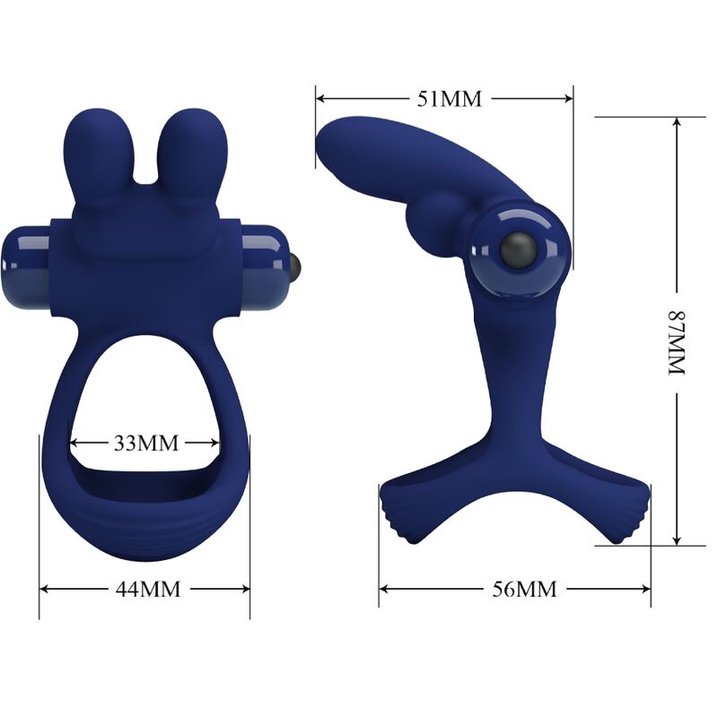 PRETTY LOVE - FRANCISCO PODWÓJNY PIERŚCIEŃ WIBRACYJNY KRÓLIK NIEBIESKI