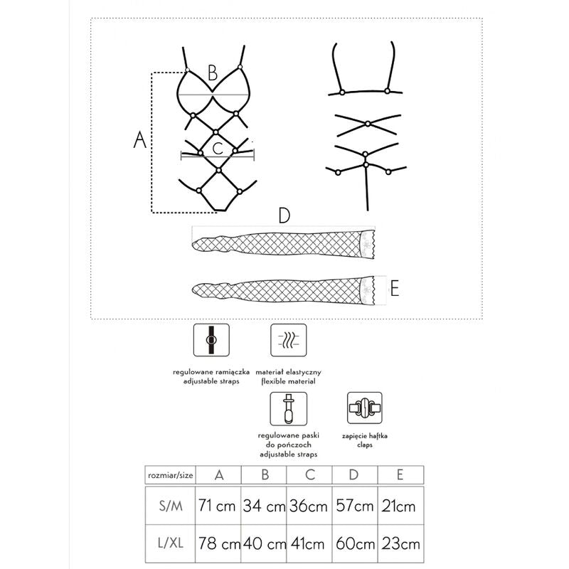 LIVCO CORSETTI FASHION - THIARA LC 20213 KOMPLET BODY + POŃCZOCHY CZARNE S/M