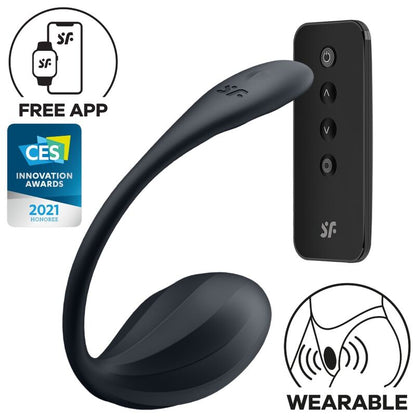 SATISFYER - ŻEBROWANY PŁATEK STYMULATOR PUNKTU G PILOT ZDALNEGO STEROWANIA CZARNY DARMOWA APLIKACJA