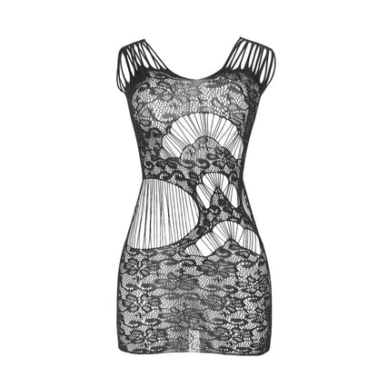 SUBBLIME - 951771 DŁUGA SUKIENKA Z ODKRYTYMI PLECAMI Z SIATKĄ RYBNICZĄ CZARNA ROZMIAR JEDNORAZOWY