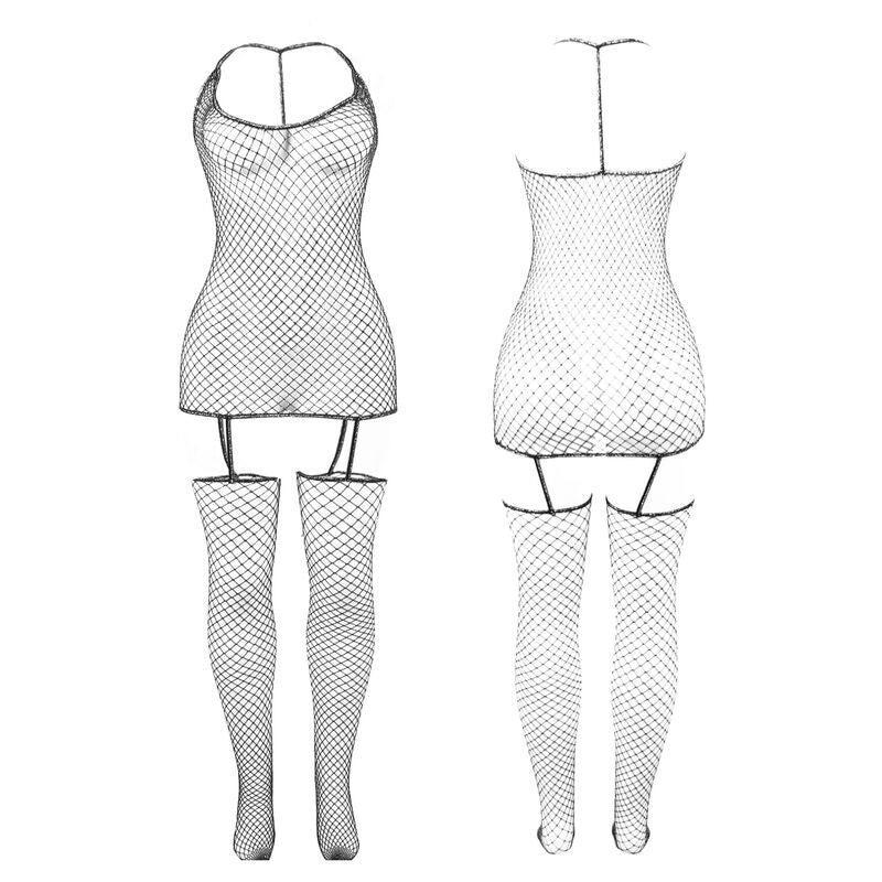 SUBBLIME - 951955 BŁYSZCZĄCE BODYSTOCKING Z SIATKI RYBACKIEJ ROZMIAR JEDNORAZOWY