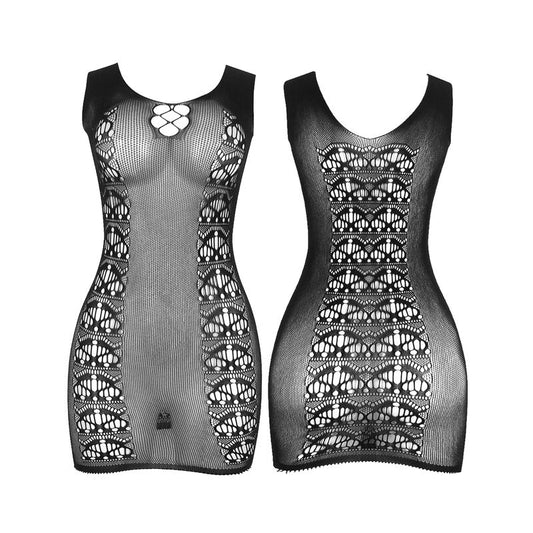 SUBBLIME - 952167 KRÓTKA ELASTYCZNA SUKIENKA Z SIATKI RYBNEJ CZARNA ROZMIAR JEDNORAZOWY