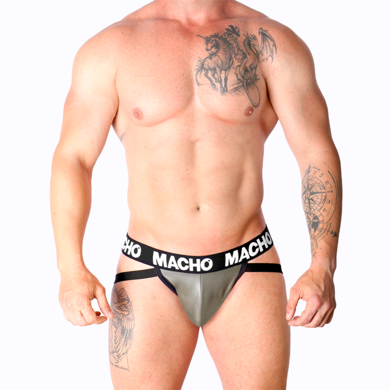 MACHO - MX27GR JOCK LEATHER SZARY BEŻOWY S