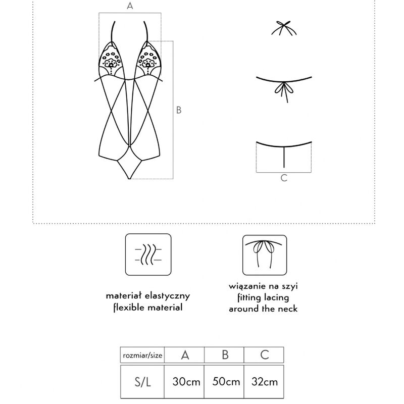 LIVCO CORSETTI FASHION - LUISINA LC 20217 CZARNE BODY JEDNORAZOWY ROZMIAR