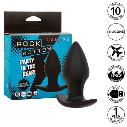 CALEXOTICS - ROCK BOTTOM PERFECT ANAL PLUG 10 WIBRACJI SILIKON CZARNY