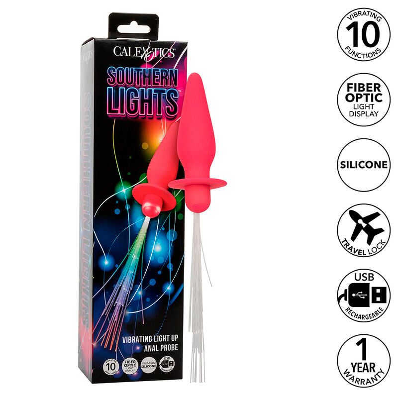 CALEXOTICS - SOUTHERN LIGHTS LIGHT UP ANAL PLUG 10 WIBRACJI SILIKON RÓŻOWY