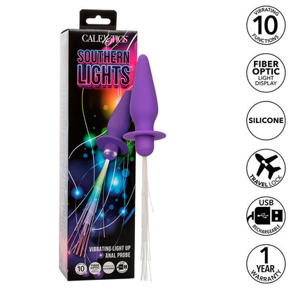 CALEXOTICS - SOUTHERN LIGHTS LIGHT UP ANAL PLUG 10 WIBRACJI SILIKONOWY FIOLETOWY