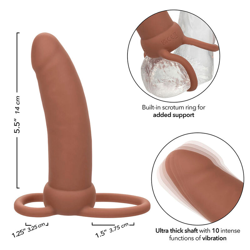 CALEXOTICS - MAXX THICK DUAL PENETRATOR 10 WIBRACJI BRĄZOWY