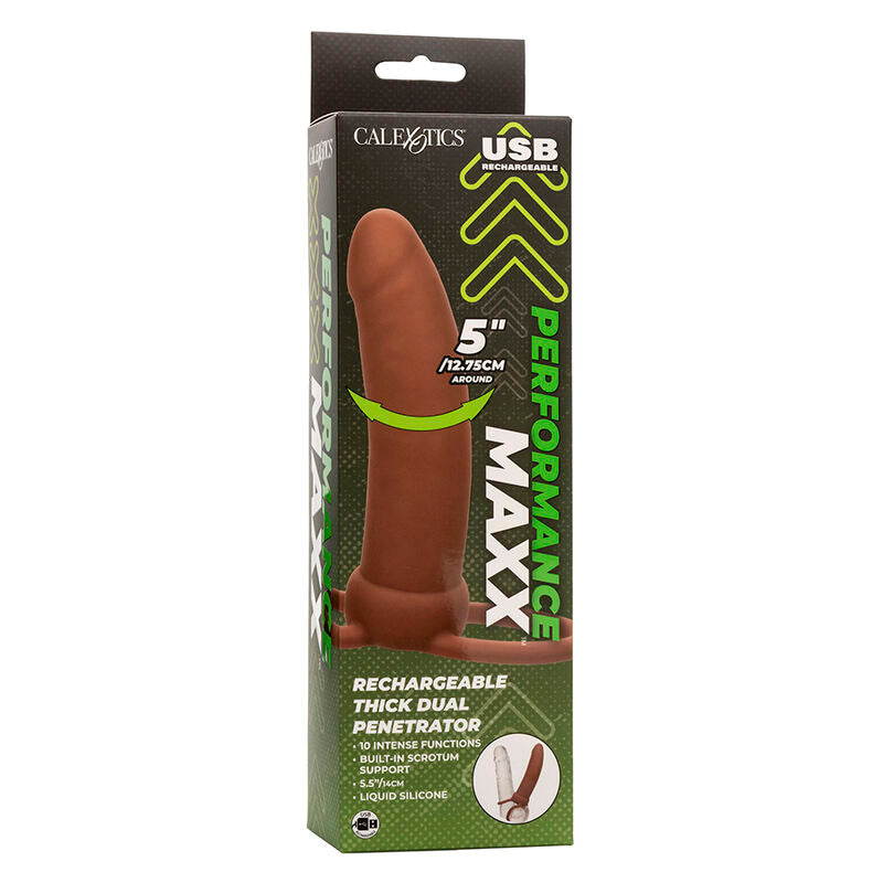 CALEXOTICS - MAXX THICK DUAL PENETRATOR 10 WIBRACJI BRĄZOWY