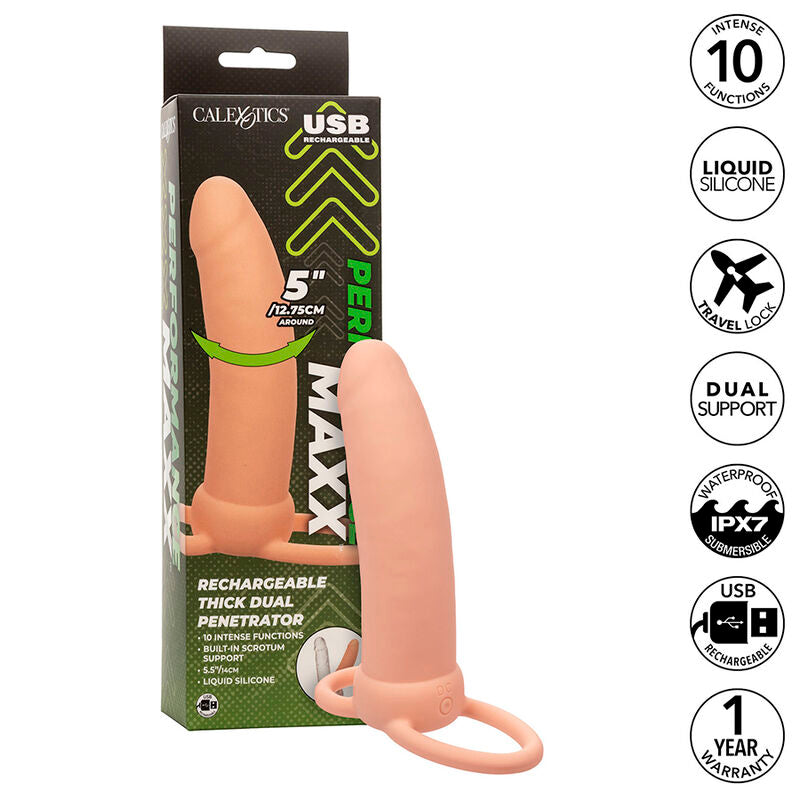 CALEXOTICS - MAXX THICK DUAL PENETRATOR 10 WIBRACJI MIĘSNYCH