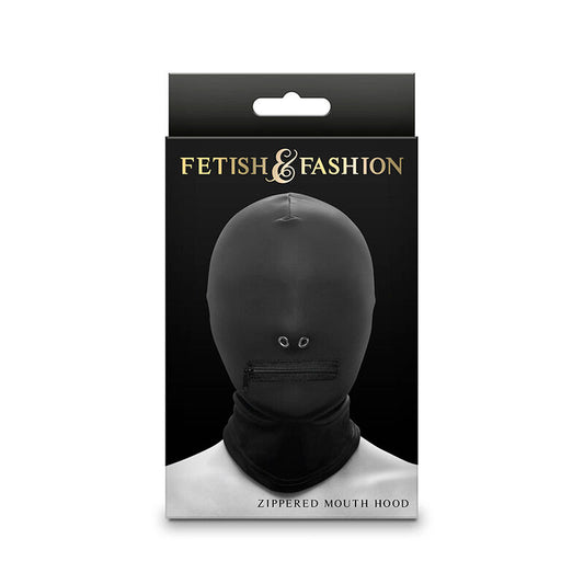 NS NOVELTIES - FETISH & FASHION CLOSED ZIPPERED MOUTH HOOD NYLON BLACK
