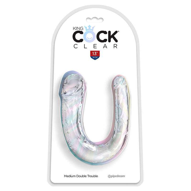 KING COCK - PODWÓJNY KŁOPOT PODWÓJNY DILDO 33 CM PRZEŹROCZYSTY
