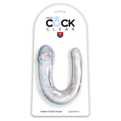 KING COCK - PODWÓJNY KŁOPOT PODWÓJNY DILDO 33 CM PRZEŹROCZYSTY