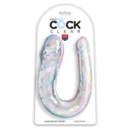 KING COCK - PODWÓJNY KŁOPOT PODWÓJNY DILDO 44 CM PRZEŹROCZYSTY