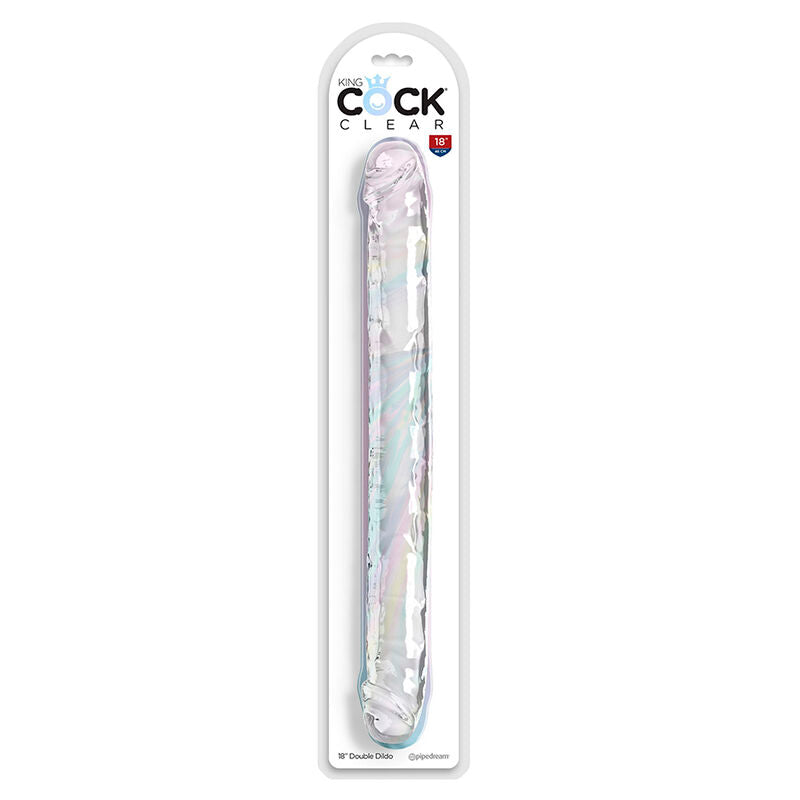 KING COCK - PODWÓJNY KŁOPOT PODWÓJNY DILDO 46 CM PRZEŹROCZYSTY