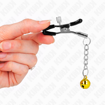 KINK - ZŁOTA ZAWIESZKA Z DZWONECZKIEM, ZACISKI NA SUTKI 6 CM