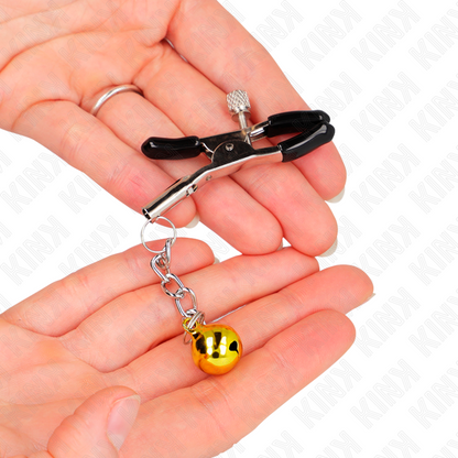 KINK - ZŁOTA ZAWIESZKA Z DZWONECZKIEM, ZACISKI NA SUTKI 6 CM