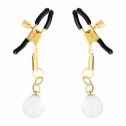 KINK - KLAMRY DO SUTKÓW Z KORALIKÓW SZKLANYCH ZŁOTE 6 CM