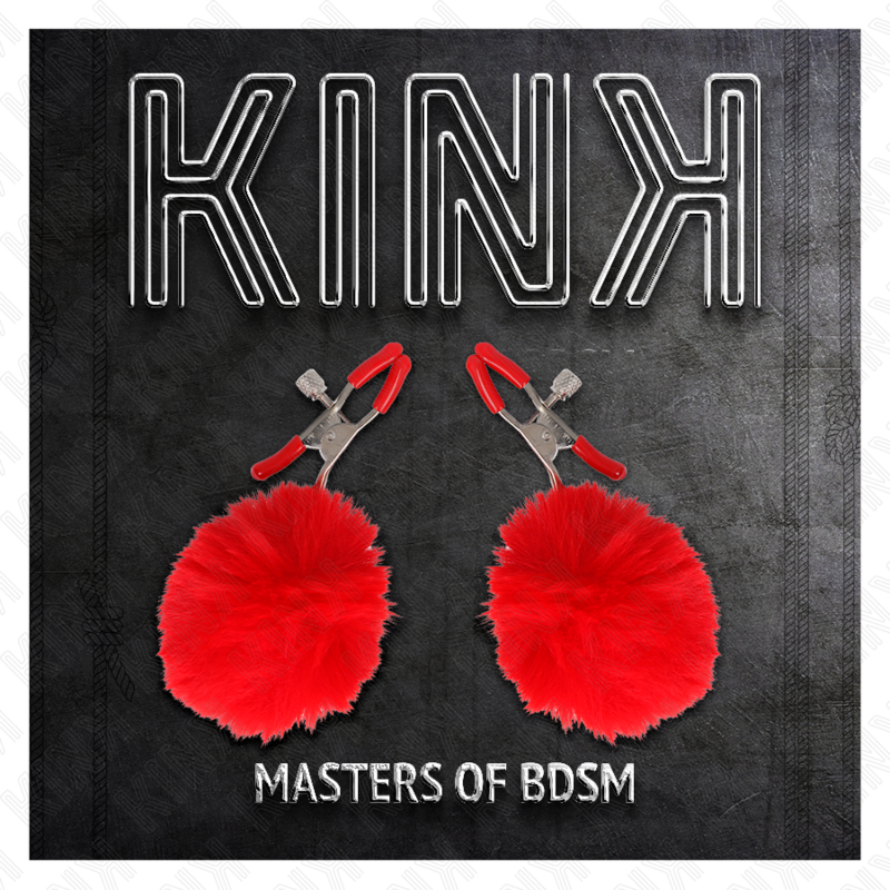 KINK - ZACISK NA SUTKI Z FUTERKA SZTUCZNEGO 6 CM CZERWONY