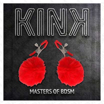 KINK - ZACISK NA SUTKI Z FUTERKA SZTUCZNEGO 6 CM CZERWONY